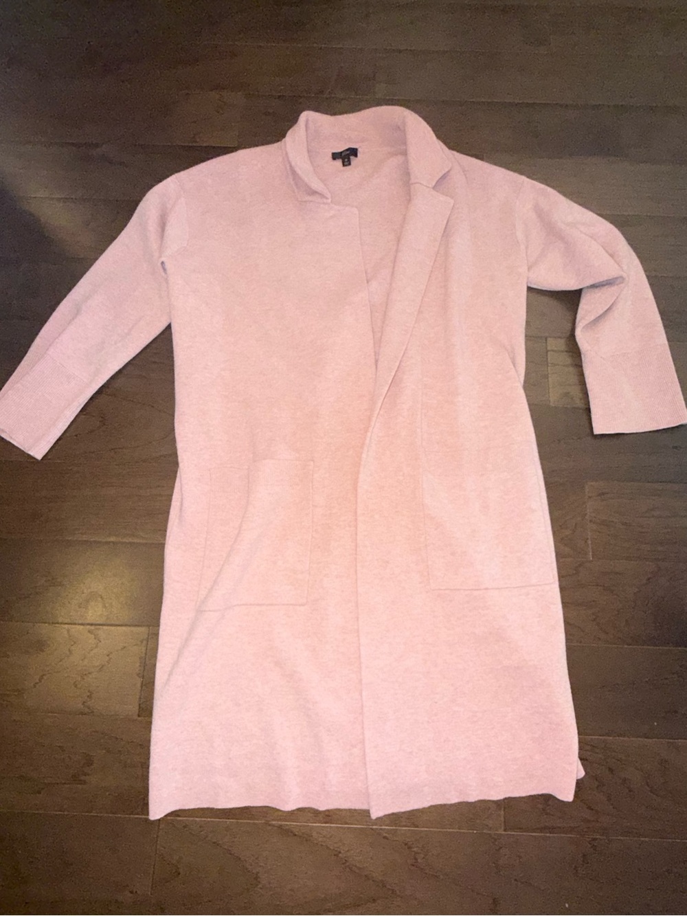 Light Pink Open Front Women's Long Cardigan Dress